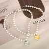 Beaded Pearl with Heart Pendant