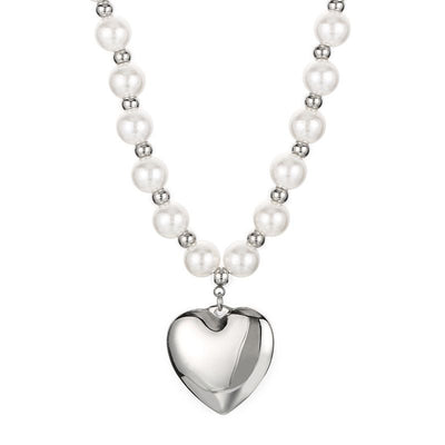 Beaded Pearl with Heart Pendant